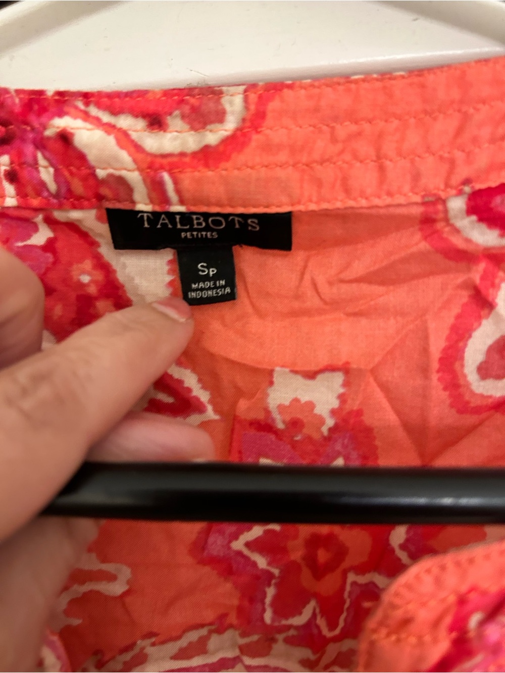 Talbots Coral Pink Paisley Ruffle V-Neck Blouse - Picture 3 of 4